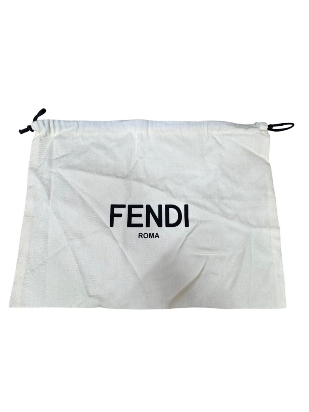 Fendi Roma Cream Dust Bag Pouch Drawstring with Black Logo 15" X 11" Authentic